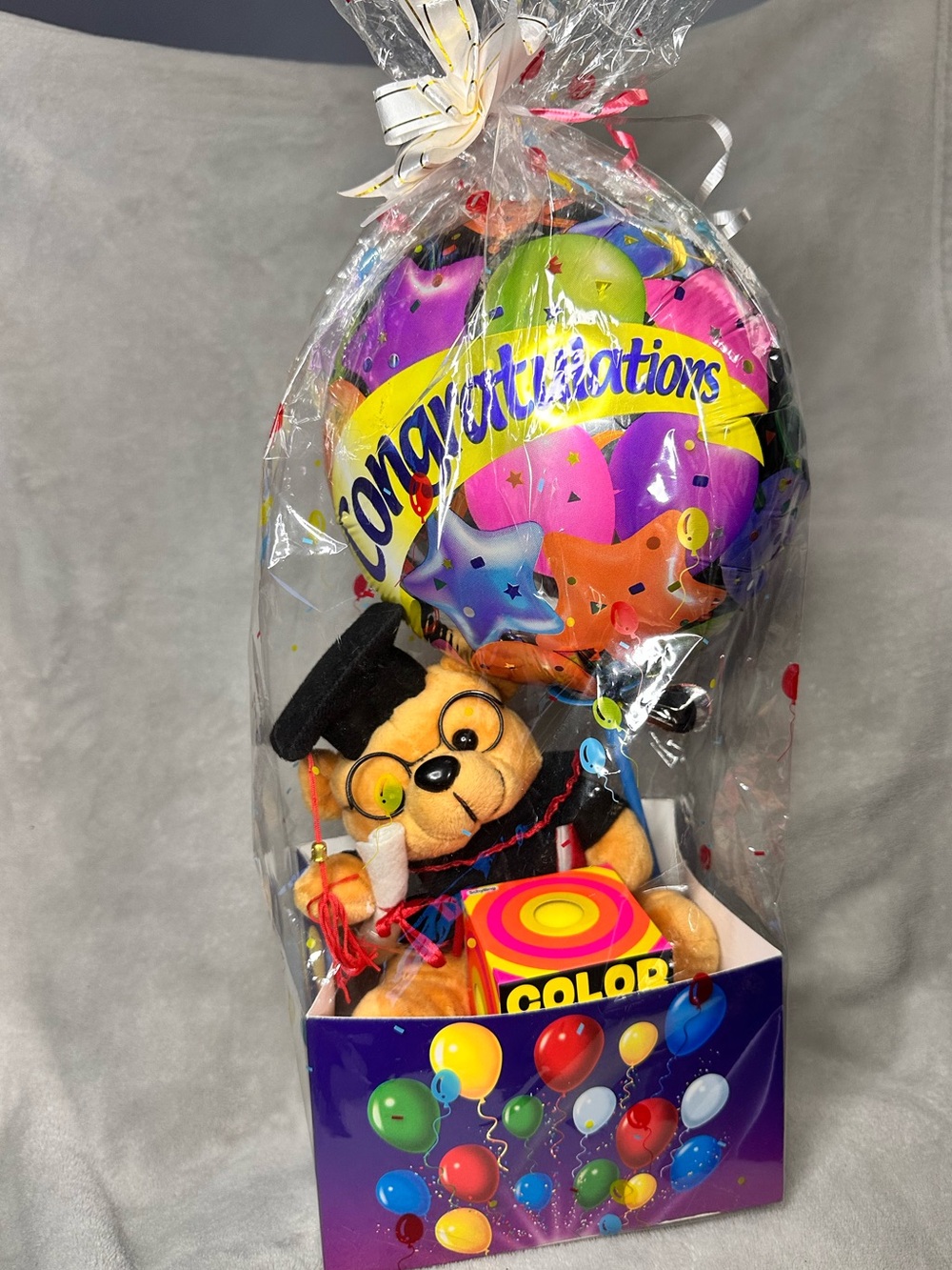 Graduation Bear Gift Set with Colorful 'Congratulations' Balloon and 1 Needoh.
